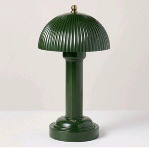 Hearth and Hand Fluted Library Table Lamp Rechargeable Green Metal